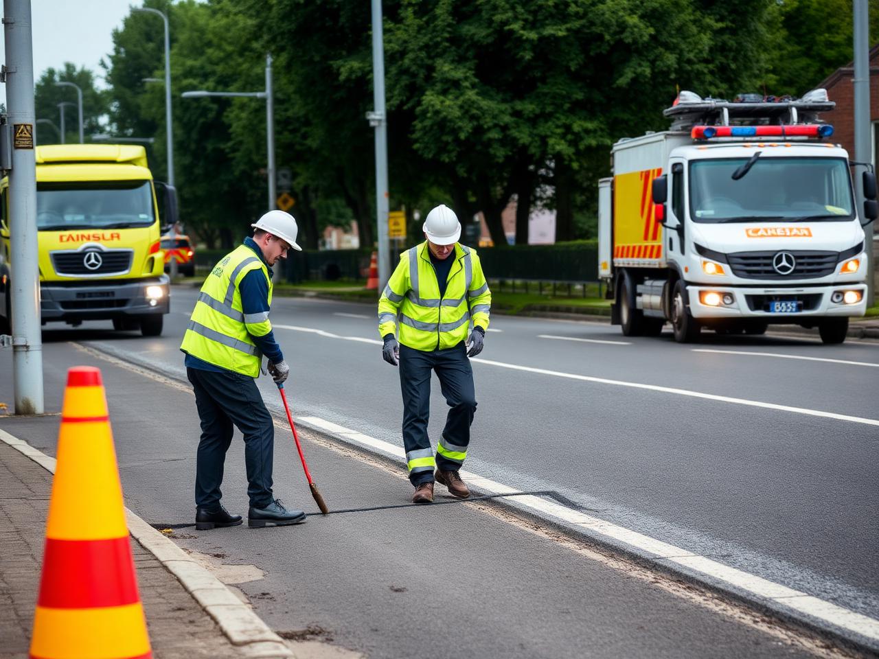 Streetworks reinstatement specialists repairing road surfaces after telecoms works